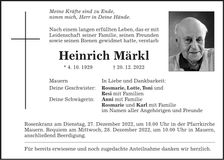 Traueranzeige Heinrich Märkl