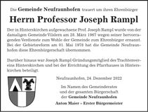 Traueranzeige Joseph Rampl