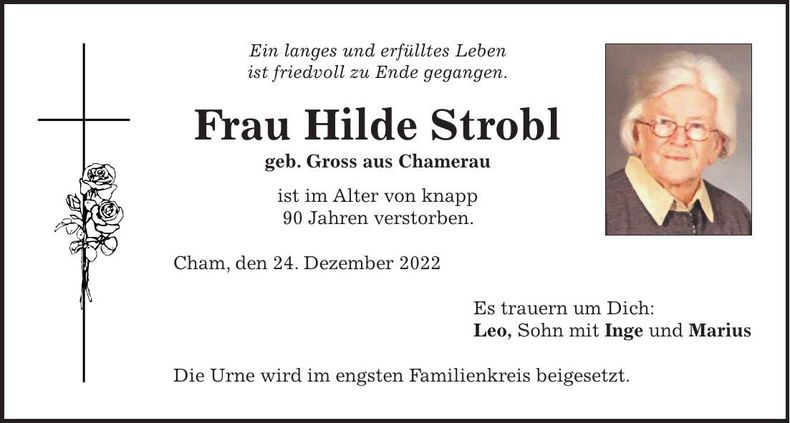 Traueranzeige Hilde Strobl