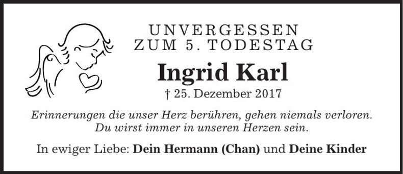 Traueranzeige Ingrid Karl