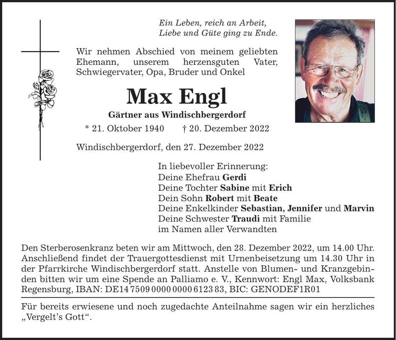 Traueranzeige Max Engl