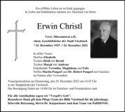 Traueranzeige Erwin Christl