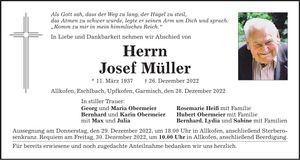 Traueranzeige Josef Müller