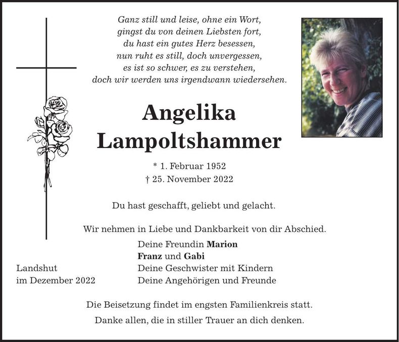 Traueranzeige Angelika Lampoltshammer