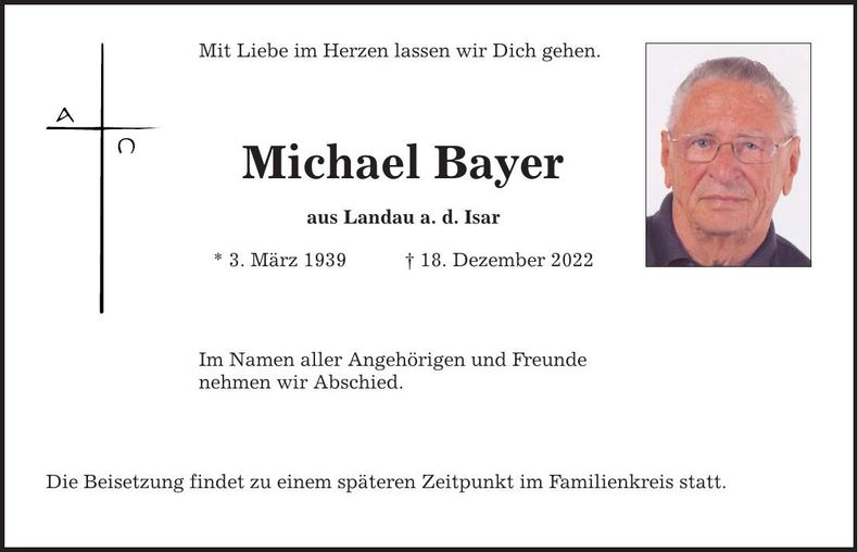 Traueranzeige Michael Bayer