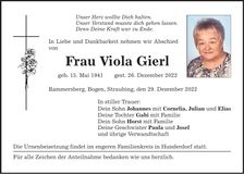 Traueranzeige Viola Gierl