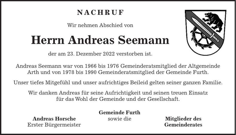 Traueranzeige Andreas Seemann