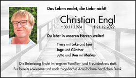 Traueranzeige Christian Engl