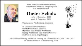 Traueranzeige Dieter Scholz