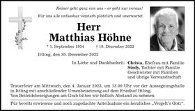 Traueranzeige Matthias Höhne