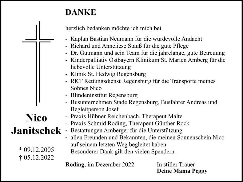 Traueranzeige Nico Janitschek