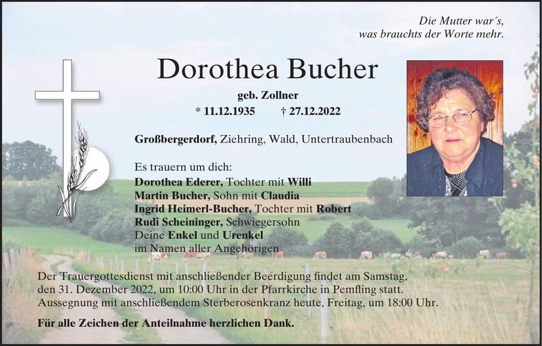 Traueranzeige Dorothea Bucher