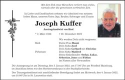 Traueranzeige Kuffer Joseph