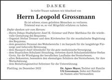 Traueranzeige Leopold Grossmann