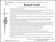 Traueranzeige Rudolf Seidl