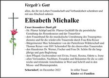 Traueranzeige Elisabeth Michalke