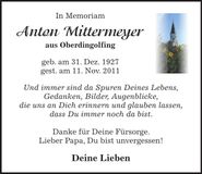Traueranzeige Anton Mittermeyer