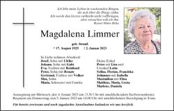 Traueranzeige Magdalena Limmer