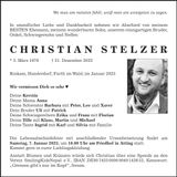 Traueranzeige Christian Stelzer