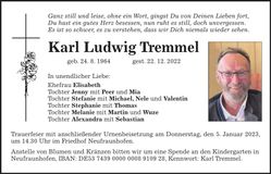 Traueranzeige Karl Ludwig Tremmel