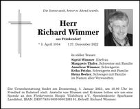 Traueranzeige Richard Wimmer