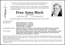 Traueranzeige Anna Muck