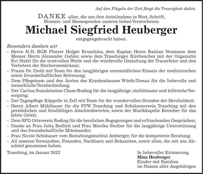 Traueranzeige Michael Siegfried Heuberger