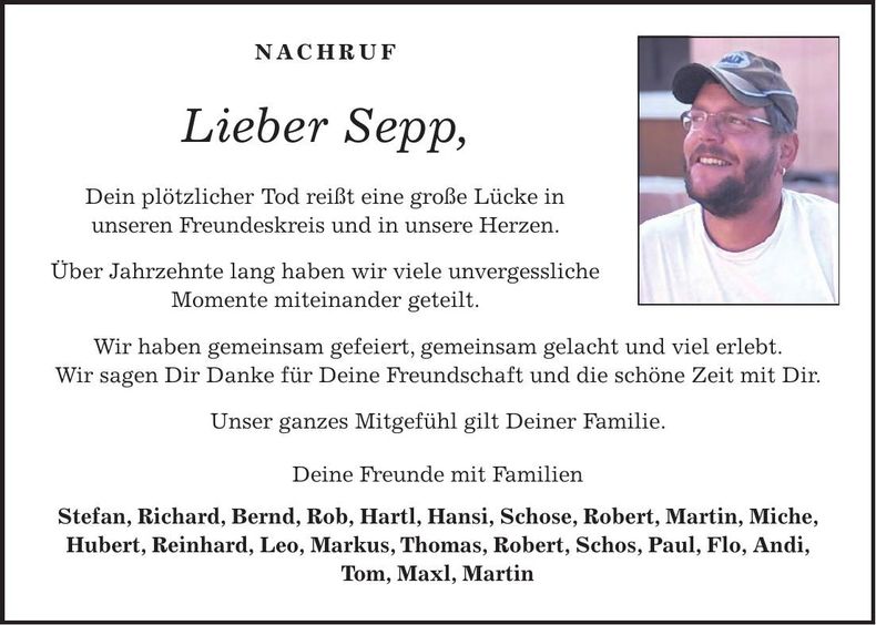 Traueranzeige Josef Heckner