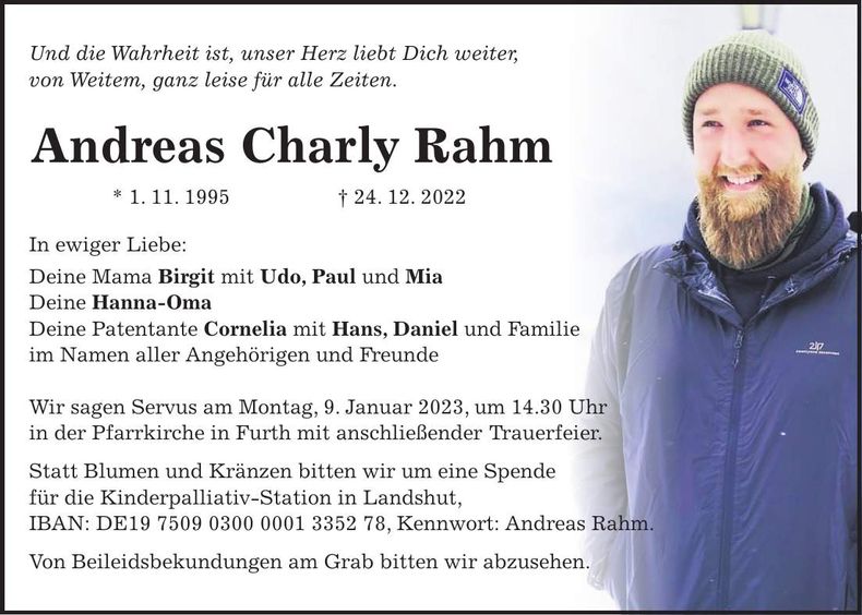 Traueranzeige Andreas Rahm