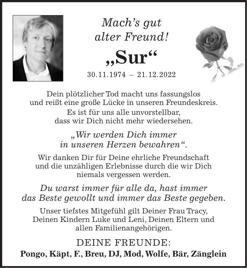 Traueranzeige Christian Engl