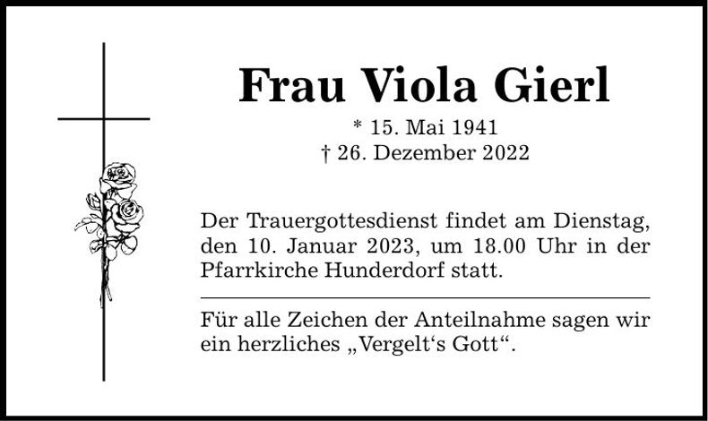 Traueranzeige Viola Gierl