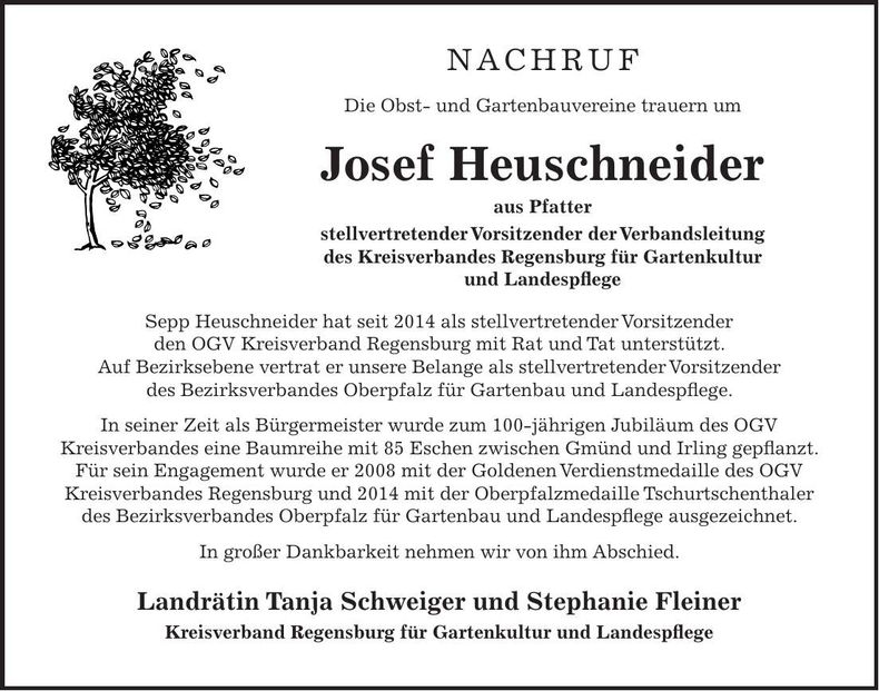 Traueranzeige Josef Heuschneider