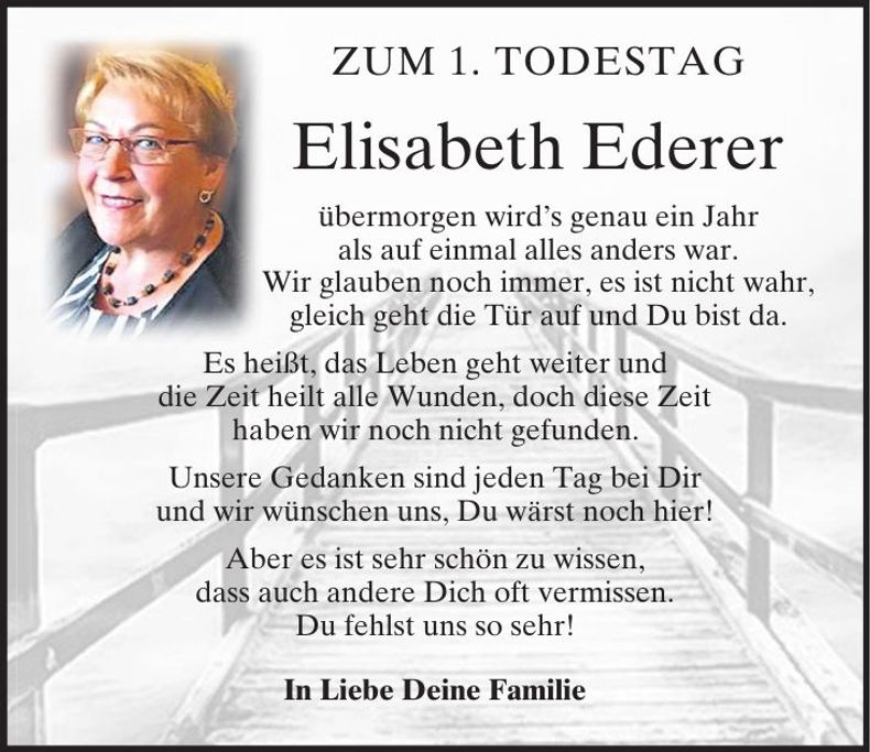 Traueranzeige Elisabeth Ederer