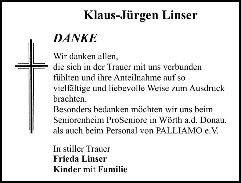 Traueranzeige Klaus-Jürgen Linser
