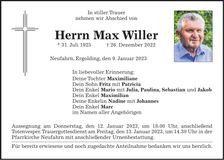 Traueranzeige Max Willer