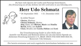 Traueranzeige Udo Schmatz