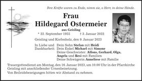 Traueranzeige Hildegard Ostermeier