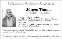 Traueranzeige Jürgen Thuma