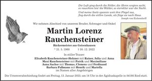 Traueranzeige Martin Lorenz Rauchensteiner