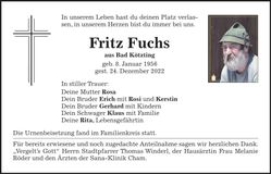 Traueranzeige Fritz Fuchs