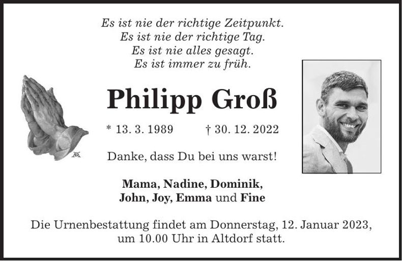Traueranzeige Philipp Groß