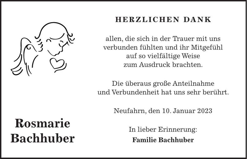 Traueranzeige Rosmarie Bachhuber