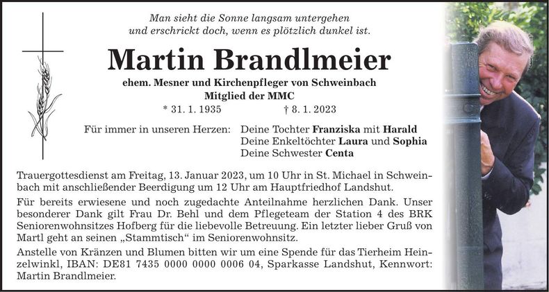 Traueranzeige Martin Brandlmeier