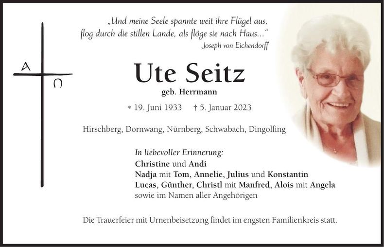 Traueranzeige Ute Seitz