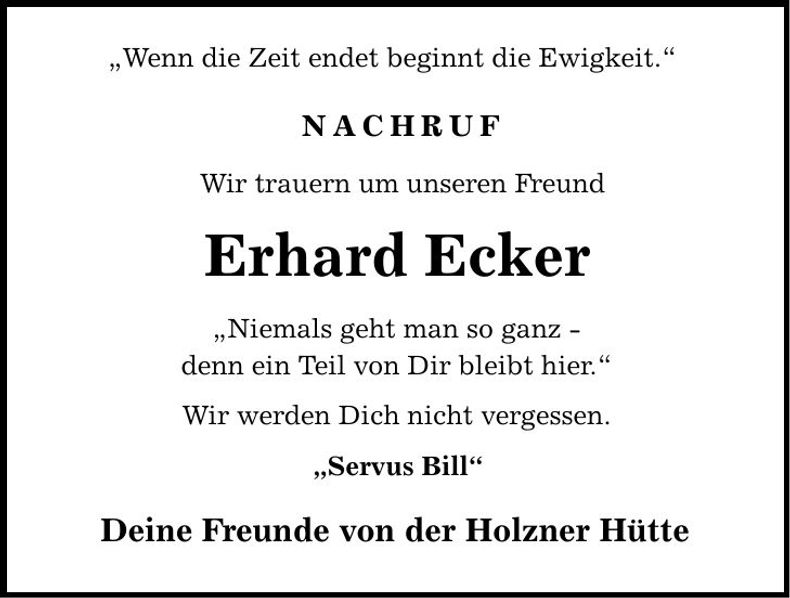 Traueranzeige Erhard Ecker