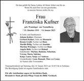 Traueranzeige Franziska Kufner