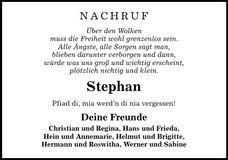 Traueranzeige Stephan Henghuber
