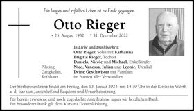 Traueranzeige Otto Rieger
