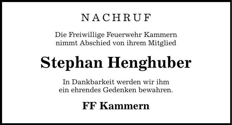 Traueranzeige Stephan Henghuber