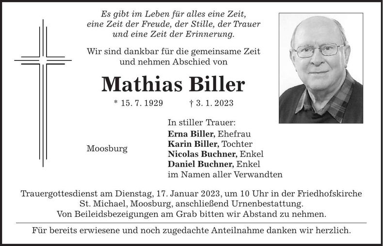 Traueranzeige Mathias Biller